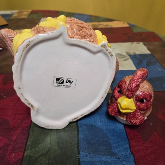ROOSTER TEAPOT 7.50" TALL BY JAY MADE IN CHINA - Picture 7 of 8
